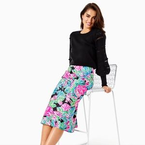 🌴 EUC Lilly Pulitzer Cory Midi Skirt - Onyx Jaguar Jungle - 8